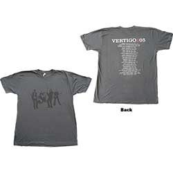 U2 Unisex T-Shirt: Vertigo Tour 2005 Live (Back Print) (Ex-Tour) (X-Large)