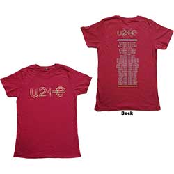 U2 Unisex T-Shirt: I+E 2015 Tour Dates (Back Print) (Ex-Tour)