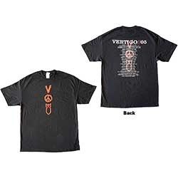 U2 Unisex T-Shirt: Vertigo Tour 2005 Symbols (Back Print) (Ex-Tour) (X-Large)