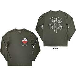 Pink Floyd Unisex Long Sleeve T-Shirt: The Wall Hammers Logo (Back & Sleeve Print)