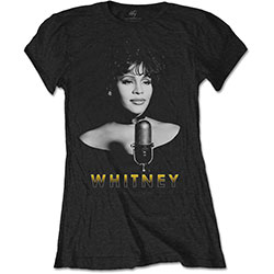 Whitney Houston Ladies T-Shirt: Black & White Photo