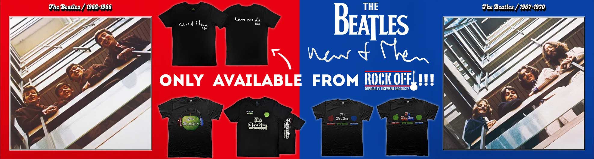 The Beatles Now and Then + Red and Blue official licensed merchandise